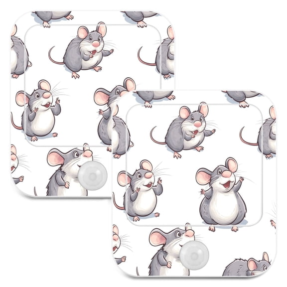 WOBOGO Lovely Cartoon Rat Night Light Lamp with Smart Sensor Dusk to Dawn Sensor 0.6W Plug-in 2-Pack