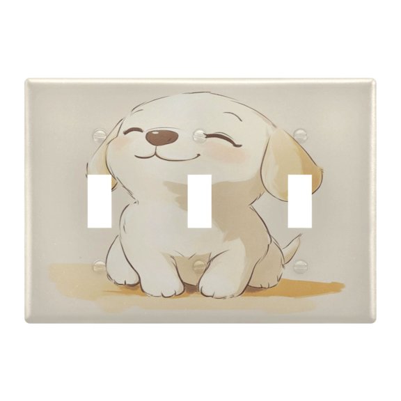 WOBOGO Lovely Golden Retriever 3-hole Switch Plates PC Flame Retardant Plastic Material Glossy Finish Smooth Touch 6.37x4.48x0.27in