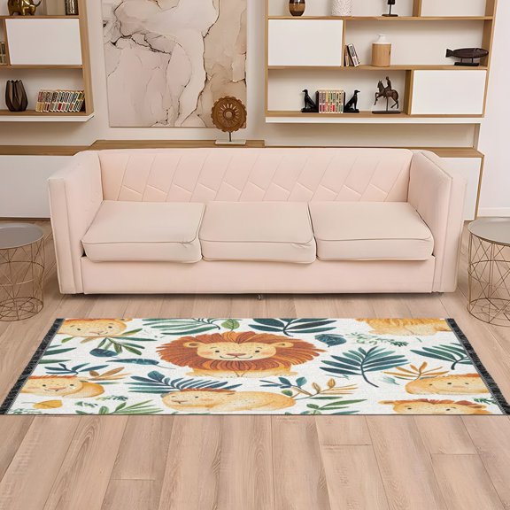 WOBOGO Lovely Lion Bedside long rug delicate and soft modern indoor area decor non slip carpet for bed room corridor entrance balcony