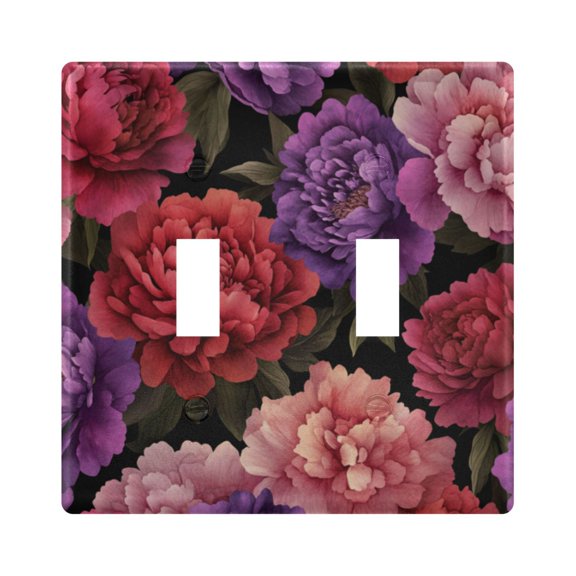 WOBOGO Lush Peonies 2-hole Switch Plates PC Flame Retardant Plastic Material Glossy Finish Smooth Touch 4.56x4.48x0.27in
