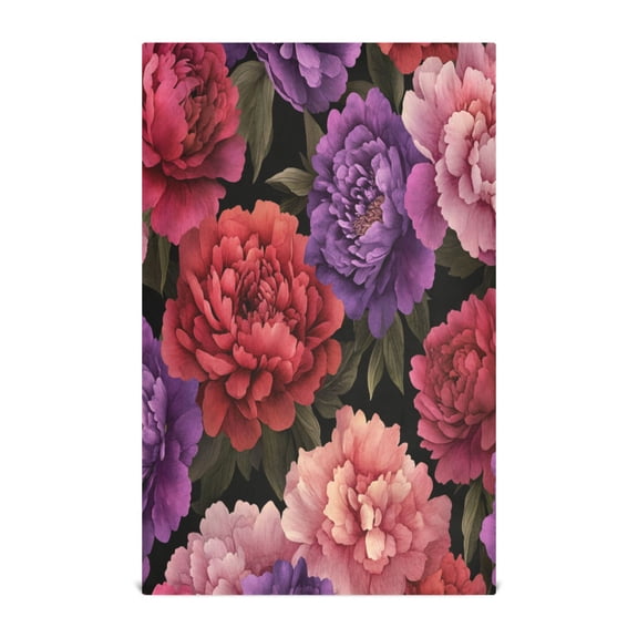 WOBOGO Lush Peonies Kitchen Towel 1 Piece Large Cotton Dishcloth Premium Absorbency Set with Hanging Loop
