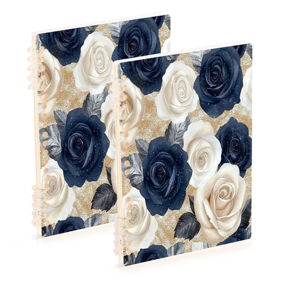 WOBOGO Luxurious Floral Notebook College Horizontal Grid Paper Ink Spill Resistant Water Resistant Cover 8.3x5.7x0.4in