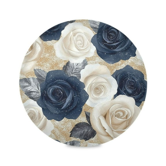 WOBOGO Luxurious Floral Round Placemats Set of 1 Heat Resistant Washable Kitchen Table Decorations 15.4in