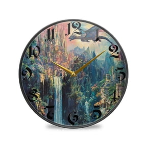 WOBOGO Magic Dragon Castle Acrylic Wall Clock Battery Operated 11.9in Silent No Tick Bedroom Living Room Office Classroom Decoration