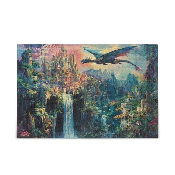 WOBOGO Magic Dragon Castle Puzzle Challenge 500 Piece Jigsaw Suitable for Game Night Finished Size 20.5 x 14.9in
