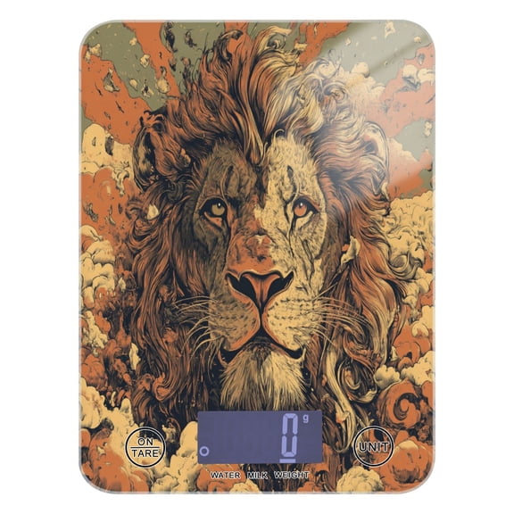 WOBOGO Magnificent Lion Pattern Kitchen Scale Digital Gram and Ounce Weighing for Cooking Baking Ketogenic Diet Meal Prep