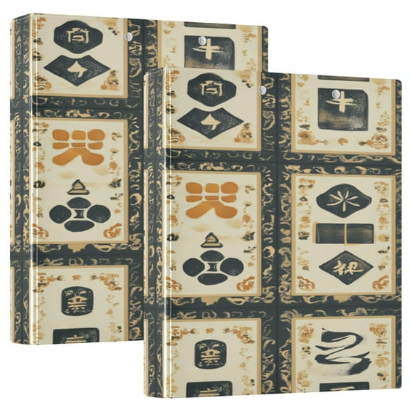 WOBOGO Mahjong Background File Folders Extra Large Capacity to Hold 200 Sheets of Documents Hard Shell Ring Binder for School Home Office