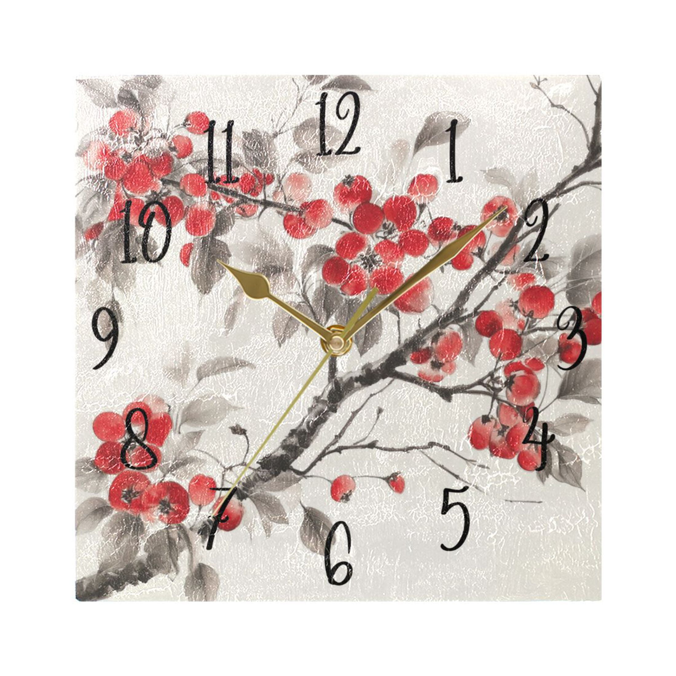 WOBOGO Malus Spectabilis Wall Clock 7.78 Inch Battery Operated Silent ...