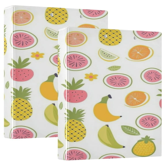 WOBOGO Many Different Fruits on White Background File Folders Extra Large Capacity to Hold 200 Sheets of Documents Hard Shell Ring Binder for School Home Office