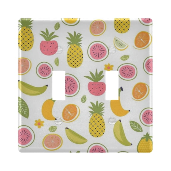 WOBOGO Many Different Fruits on White Background 2-hole Switch Plates PC Flame Retardant Plastic Material Glossy Finish Smooth Touch 4.56x4.48x0.27in