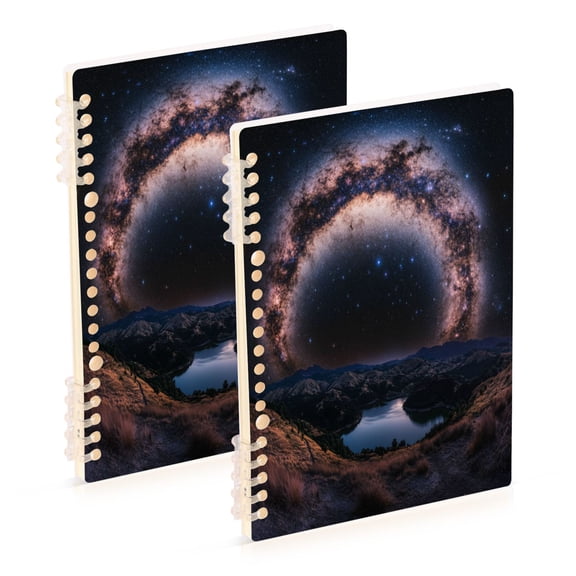 WOBOGO Many Stars Notebook College Horizontal Grid Paper Ink Spill Resistant Water Resistant Cover 8.3x5.7x0.4in