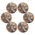 thumbnail image 1 of WOBOGO Maple Leaf Cat Round Placemats Set of 6 Heat Resistant Washable Kitchen Table Decorations 15.4in, 1 of 7