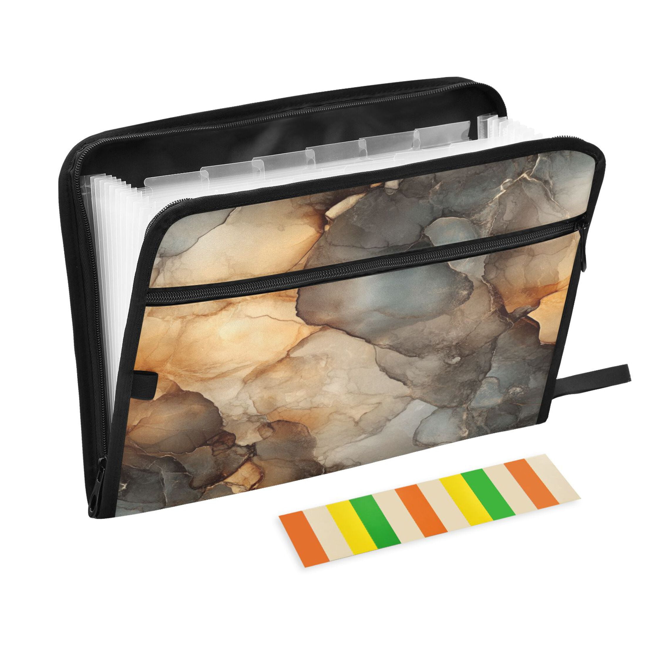 WOBOGO Marble Brown Pattern Expanding File Folder Letter Size Accordion Filing Organizer 13 Pocket Separate Organ Pocket