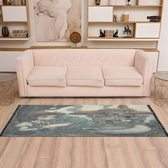 WOBOGO Medieval Mushroom Castle Bedside Long Rug Delicate and Soft Modern Indoor Area Decor Non Slip Carpet for Bed Room Corridor Entrance Balcony