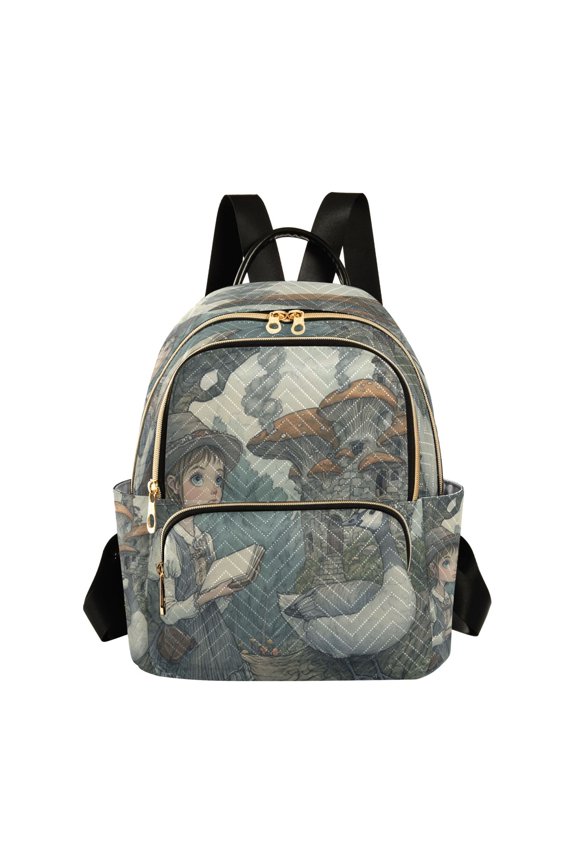Medieval Mushroom Castle Butterfly Backpack Durable Lightweight Shoulder Bag Built-in Laptop Sleeve and Multiple Utility Compartments