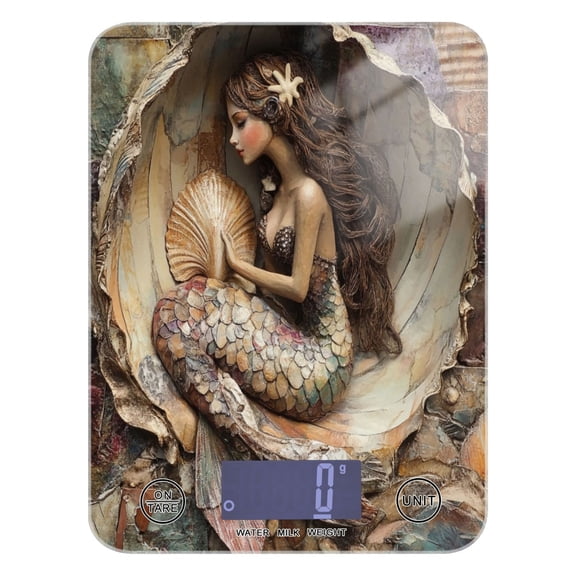 WOBOGO Mermaid Inside The Shell Kitchen Scale Digital Gram and Ounce Weighing for Cooking Baking Ketogenic Diet Meal Prep