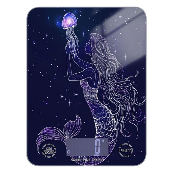 WOBOGO Mermaid and Jellyfish Kitchen Scale Digital Gram and Ounce Weighing for Cooking Baking Ketogenic Diet Meal Prep