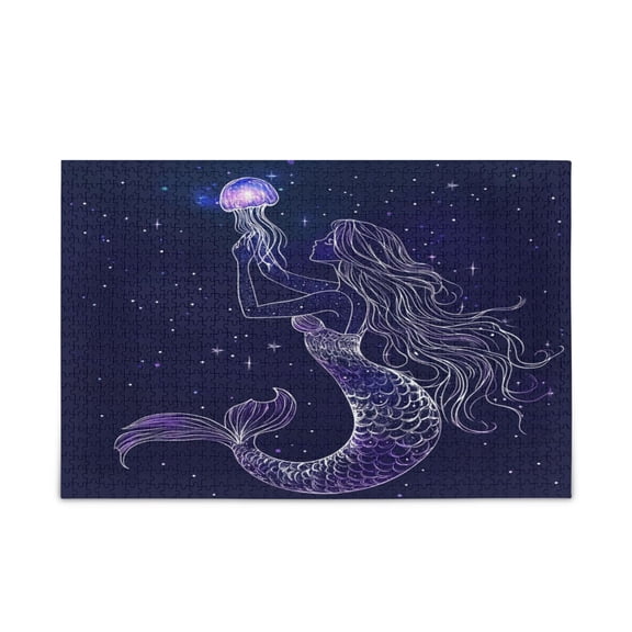 WOBOGO Mermaid and Jellyfish Puzzle Challenge 500 Piece Jigsaw Suitable for Game Night Finished Size 20.5 x 14.9in
