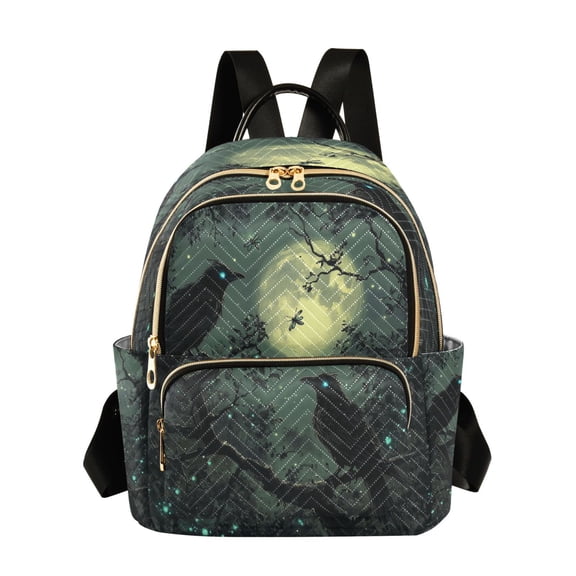 WOBOGO Midnight Dark Crow Butterfly Backpack Durable Lightweight Shoulder Bag Built-in Laptop Sleeve and Multiple Utility Compartments