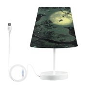 WOBOGO Midnight Dark Crow Table Lamps Bedroom 3-Speed Dimmable Farm Style with Fabric Shade for Reading and Home Office
