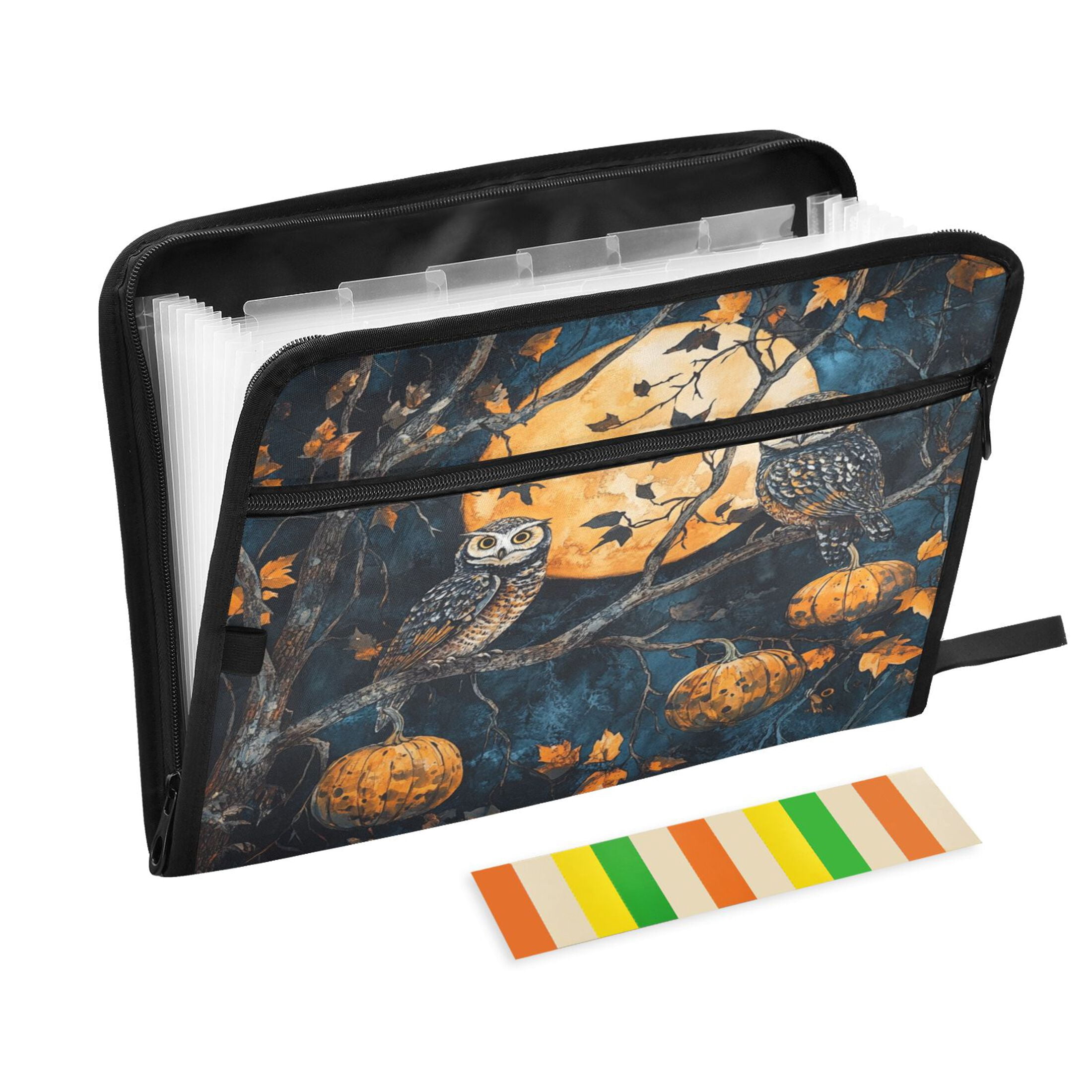 WOBOGO Midnight Owls Expanding File Folder Letter Size Accordion Filing Organizer 13 Pocket Separate Organ Pocket