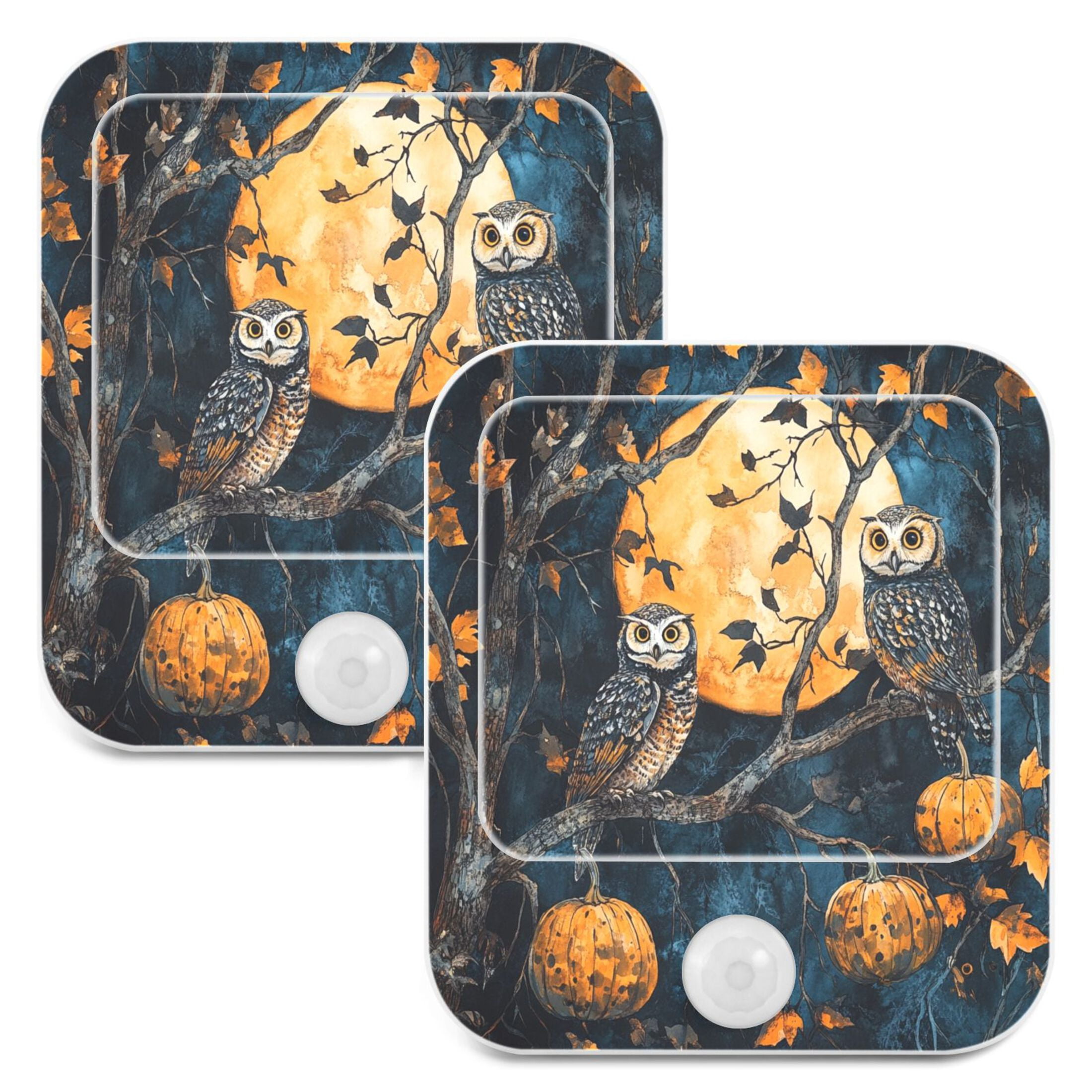 WOBOGO Midnight Owls Night Light Lamp with Smart Sensor Dusk to Dawn Sensor 0.6W Plug-in 2-Pack