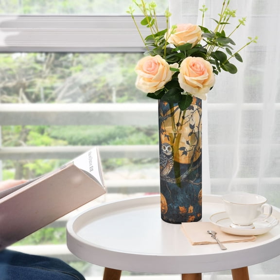 WOBOGO Midnight Owls Plastic Vase Home or Wedding Decoration Centerpiece Unbreakable 11.83.9in