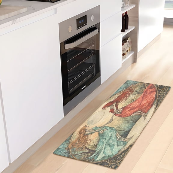 WOBOGO Mirror Image Bone Lady Carpet 39x20in Kitchen Bathroom Plush Absorbent Non-Slip Floor Mat