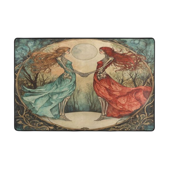 WOBOGO Mirror Image Bone Lady Carpet Non-Slip Rugs Soft Doormat 72×48in Living Dining Room Bedroom Decorative
