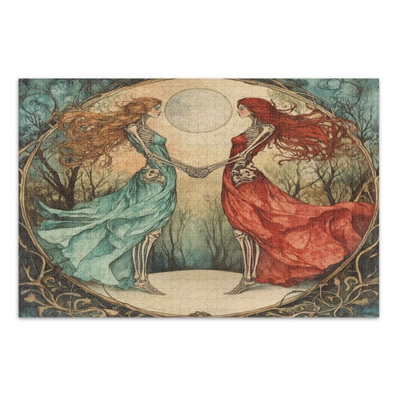 WOBOGO Mirror Image Bone Lady Jigsaw Puzzle Challenge 500 Piece Jigsaw Suitable for Game Night Finished Size 20.5 x 14.9in