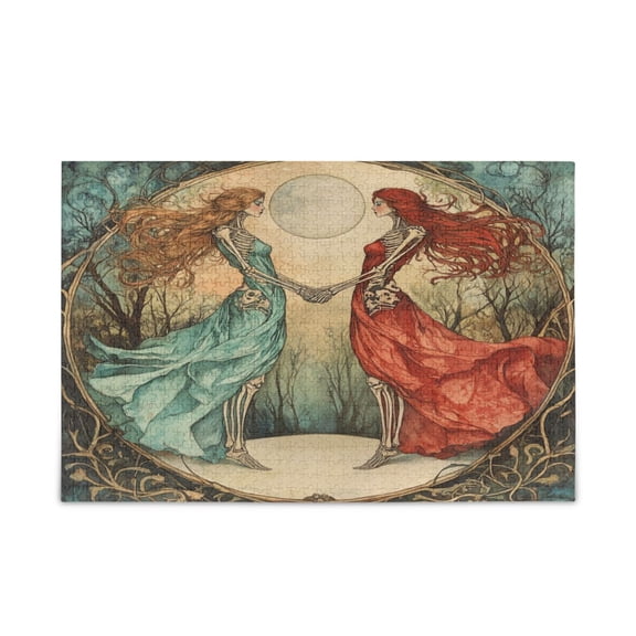 WOBOGO Mirror Image Bone Lady Puzzle Challenge 500 Piece Jigsaw Suitable for Game Night Finished Size 20.5 x 14.9in