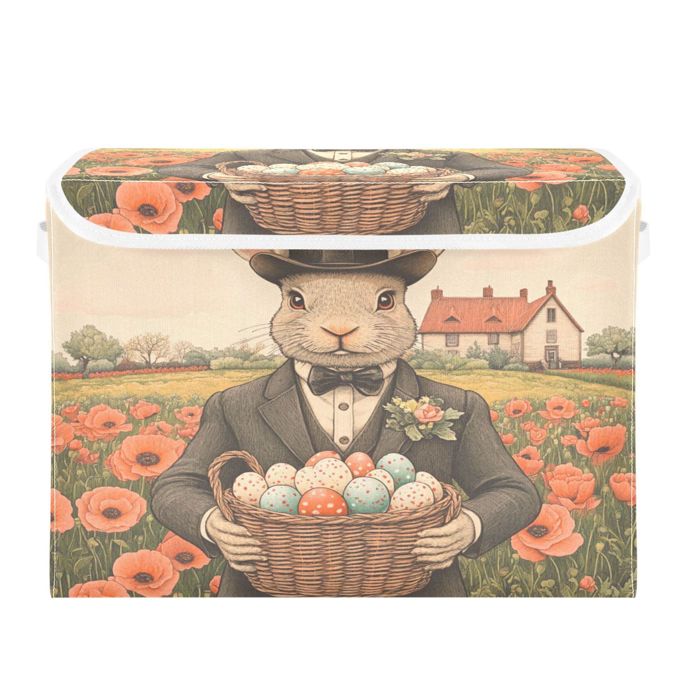 WOBOGO Mister Easter Bunny Large Collapsible Storage Box Flip Lid ...