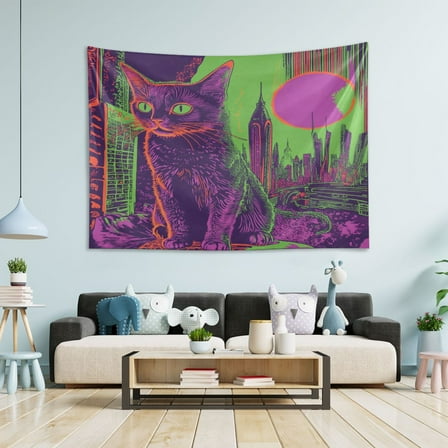 WOBOGO Moebius Cat Tapestry 60×40in Home Living Room Bedroom Wall Hanging Ornaments