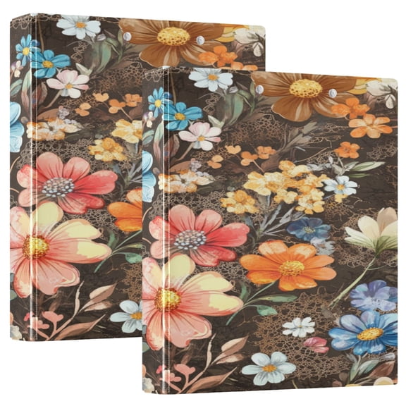 WOBOGO Moebius Flowers Pattern File Folders Extra Large Capacity to Hold 200 Sheets of Documents Hard Shell Ring Binder for School Home Office