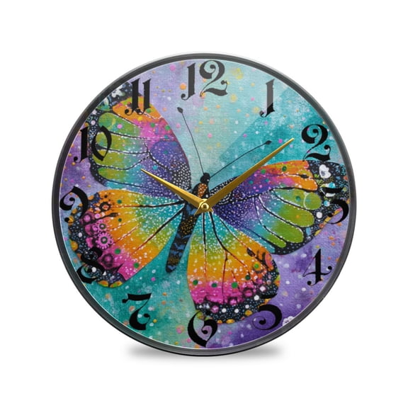 WOBOGO Monarch Butterfly Acrylic Wall Clock Battery Operated 9.5in Silent No Tick Bedroom Living Room Office Classroom Decoration