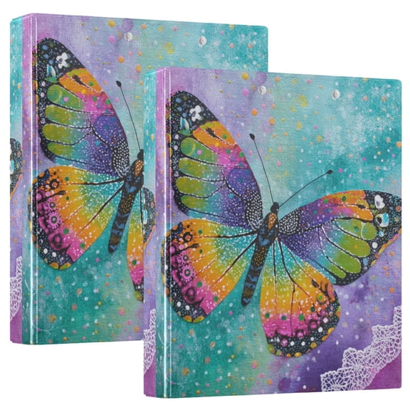 WOBOGO Monarch Butterfly File Folders Extra Large Capacity to Hold 200 Sheets of Documents Hard Shell Ring Binder for School Home Office