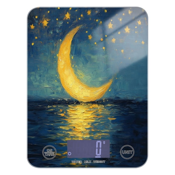 WOBOGO Moon Stars Oil Painting Pattern Kitchen Scale Digital Gram and Ounce Weighing for Cooking Baking Ketogenic Diet Meal Prep