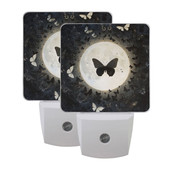 WOBOGO Moonlight Butterfly LED Night Light 2 Pcs Set 0.5 Watt Wall Plug in Dusk to Dawn Automatic Switch Soft White Light