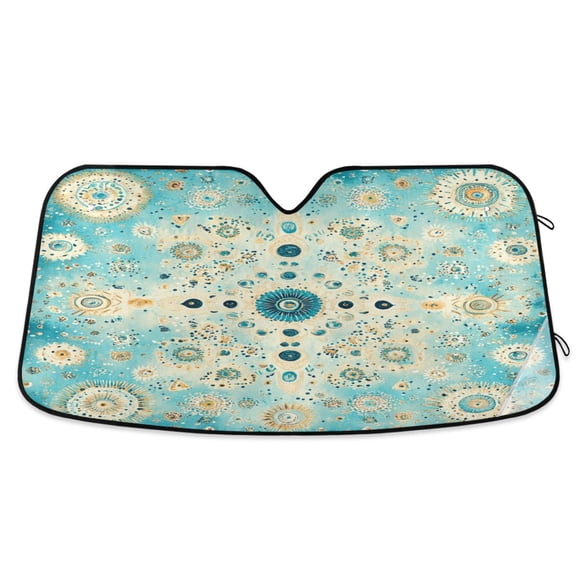 WOBOGO Moroccan Style Pattern Car Windshield Sunshades Autopilot Lightweight Accordion Sun Visor 57×31.5in