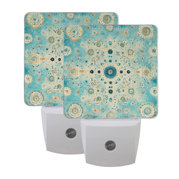 WOBOGO Moroccan Style Pattern LED Night Light 2 Pcs Set 0.5 Watt Wall Plug in Dusk to Dawn Automatic Switch Soft White Light