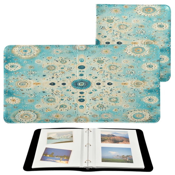 WOBOGO Moroccan Style Pattern Photo Albums 20 Pages Large Capacity DIY Self-adhesive Page PU Leather Cover for Family Wedding Anniversary Baby Vacation Photos 2411.8in