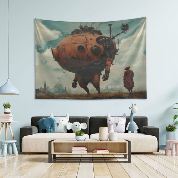 WOBOGO Moving Machine Head Tapestry 60×40in Home Living Room Bedroom Wall Hanging Ornaments