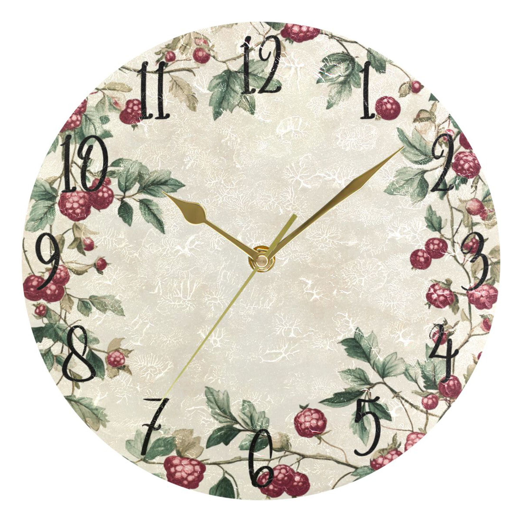 WOBOGO Mulberry Pattern Wall Clock 10in Silent Mechanism Battery ...
