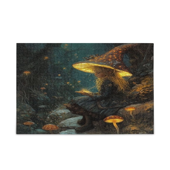 WOBOGO Mushroom Lass Puzzle Challenge 1000 Piece Jigsaw Suitable for Game Night Finished Size 29.5 x 19.7in