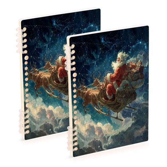 WOBOGO Mysterious Santa Claus Notebook College Horizontal Grid Paper Ink Spill Resistant Water Resistant Cover 8.3x5.7x0.4in