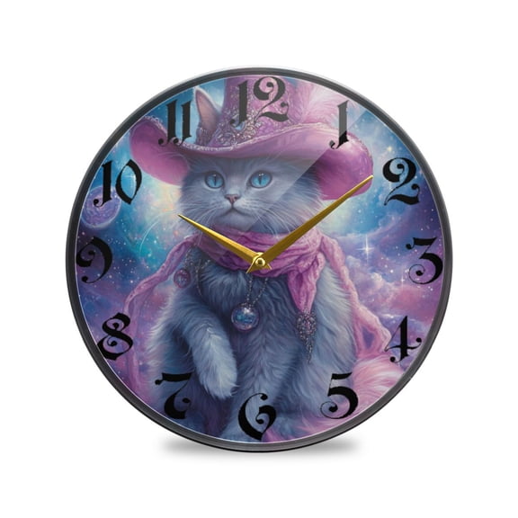 WOBOGO Mystery Kitten Acrylic Wall Clock Battery Operated 11.9in Silent No Tick Bedroom Living Room Office Classroom Decoration