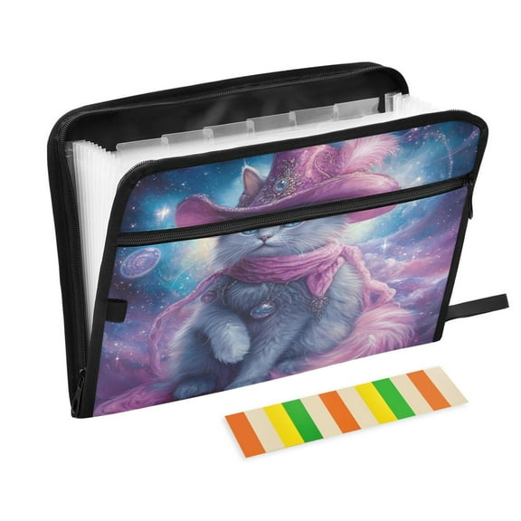 WOBOGO Mystery Kitten Expanding File Folder Letter Size Accordion Filing Organizer 13 Pocket Separate Organ Pocket