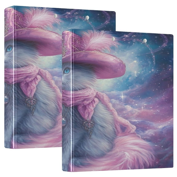 WOBOGO Mystery Kitten File Folders Extra Large Capacity to Hold 200 Sheets of Documents Hard Shell Ring Binder for School Home Office