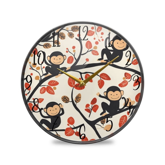 WOBOGO Naughty Monkey Acrylic Wall Clock Battery Operated 11.9in Silent No Tick Bedroom Living Room Office Classroom Decoration