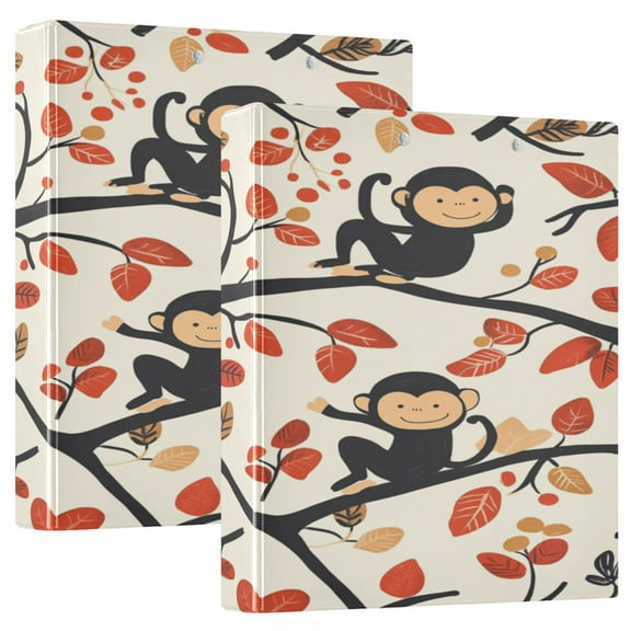 WOBOGO Naughty Monkey File Folders Extra Large Capacity to Hold 200 Sheets of Documents Hard Shell Ring Binder for School Home Office